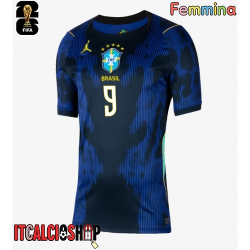 Brasile Matheus Cunha #9 Seconda Maglia Femmina Mondiali 2026 Manica Corta